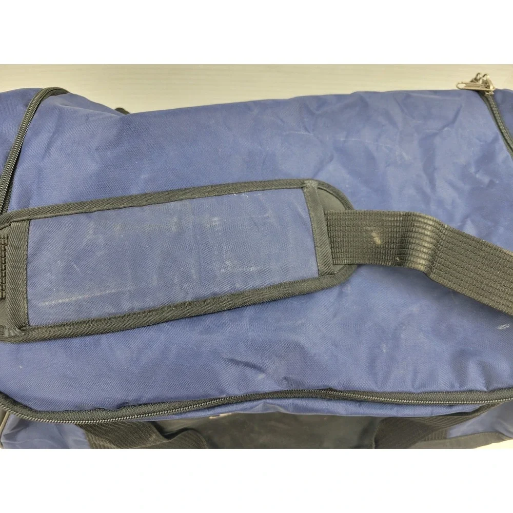 Vintage Nike Duffle Bag Blue Embroidered Center Swoosh 90s Y2K‎ Shoulder Strap